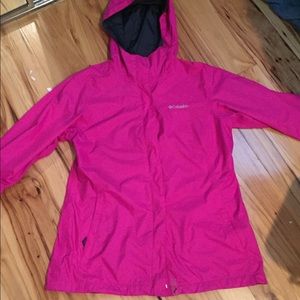 A pink woman's XL Columbia rain jacket!