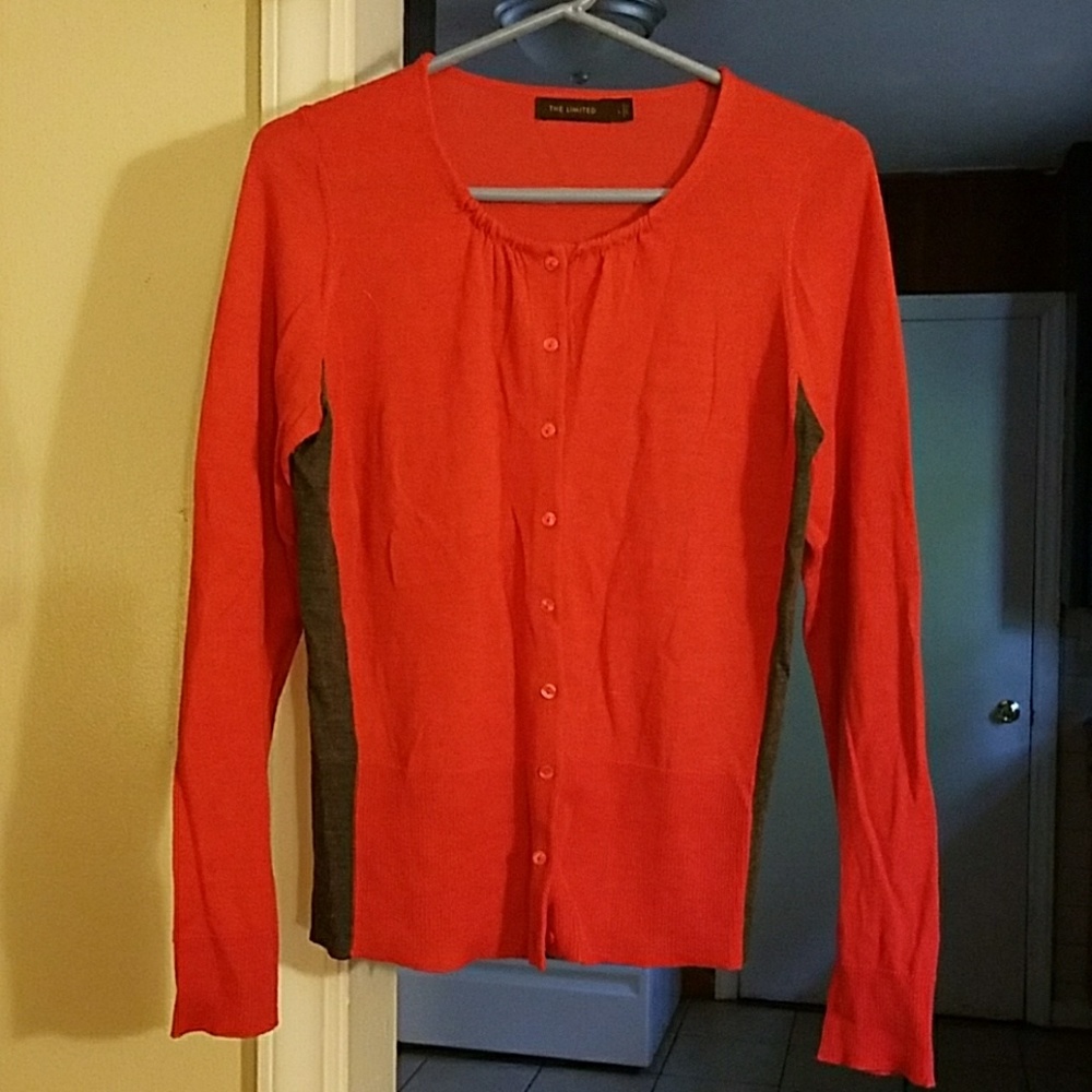 The Limited Orange/Charcoal Cardigan Size L