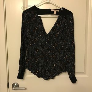 V- Neck Patterned Blouse