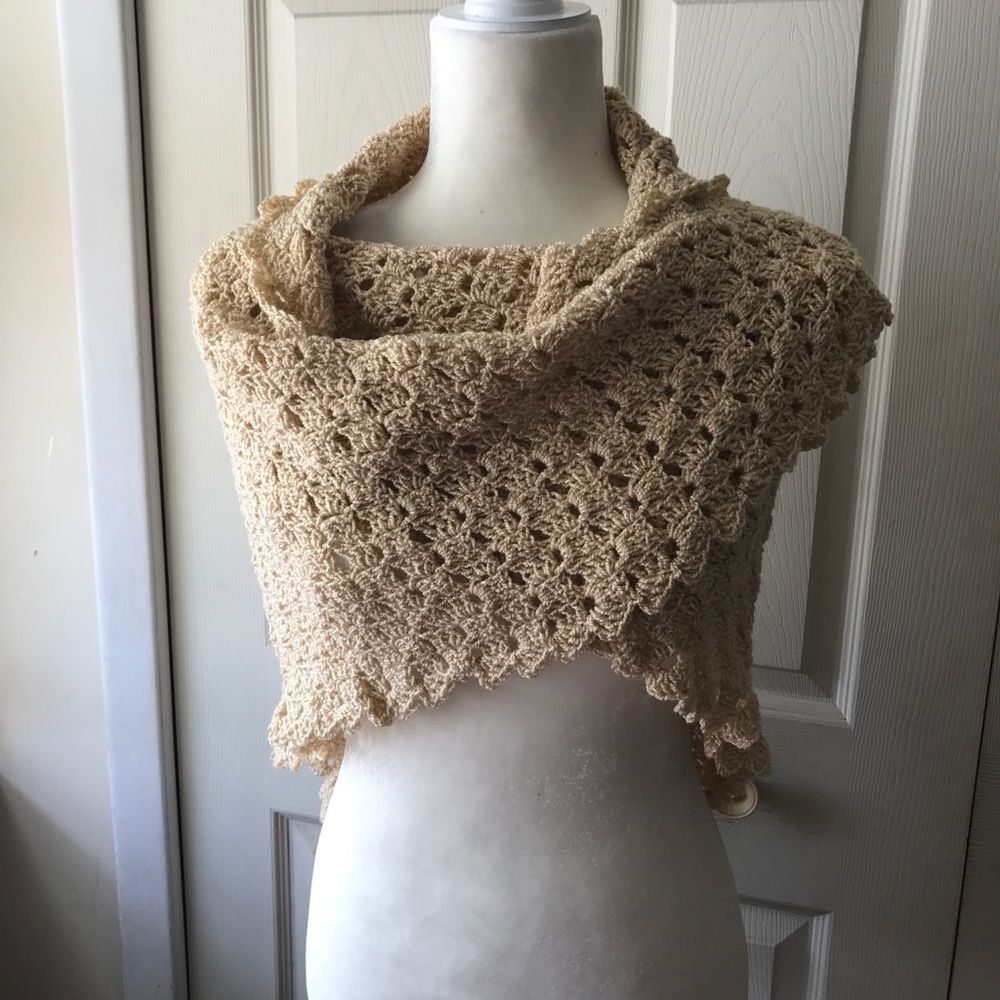 Hand crocheted triangle wrap/scarf