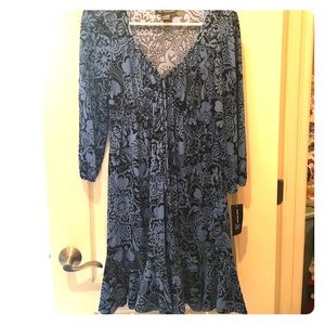 Blue and Black long sleeve INC dress