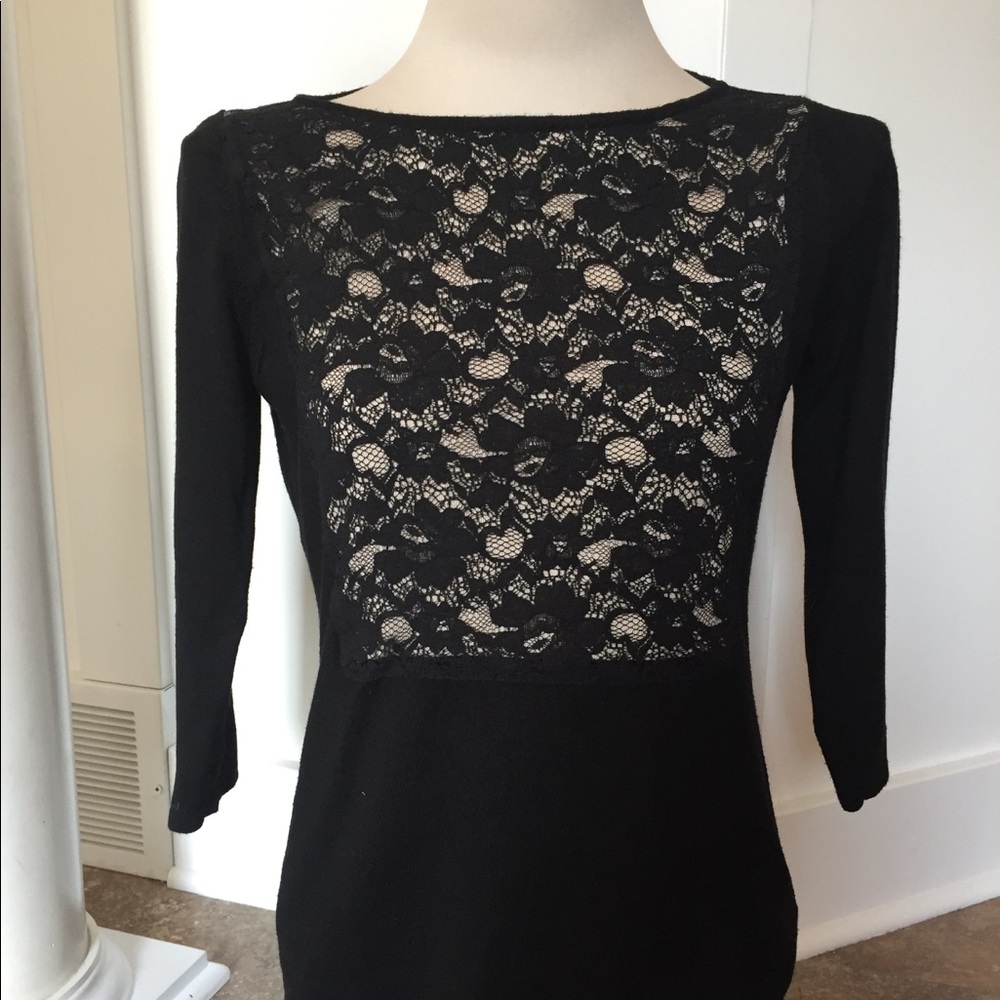 Black sweater with lace detail
