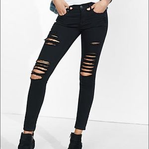 Express black destroyed jeggings