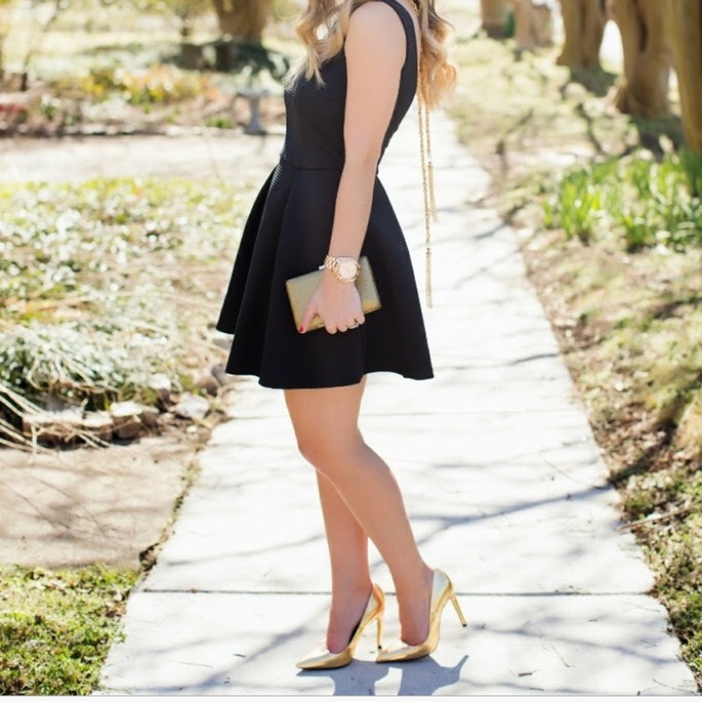 Zara laminated high heel court shoes- gold shoes