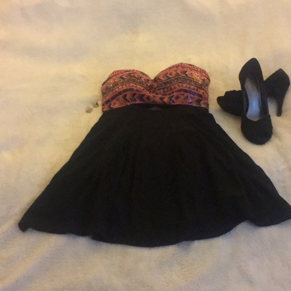 NWT! Forever 21 color sequins & black mini dress