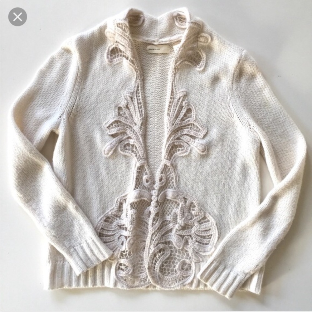 Anthropologie sleeping on snow cream lace cardi Lg
