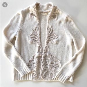 Anthropologie sleeping on snow cream lace cardi Lg
