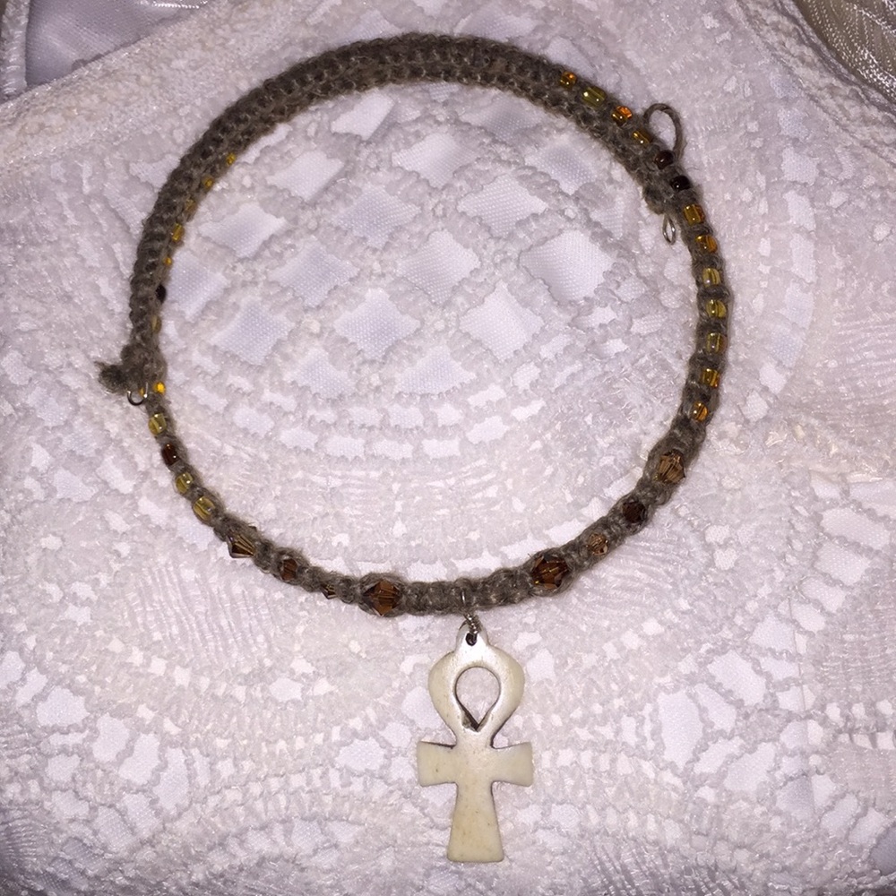 ANKH fertility symbol hemp Swarovski choker