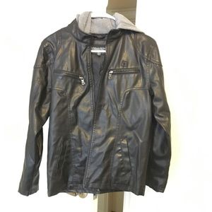 Urban Republic Men's Faux Leather Hooded Jacket