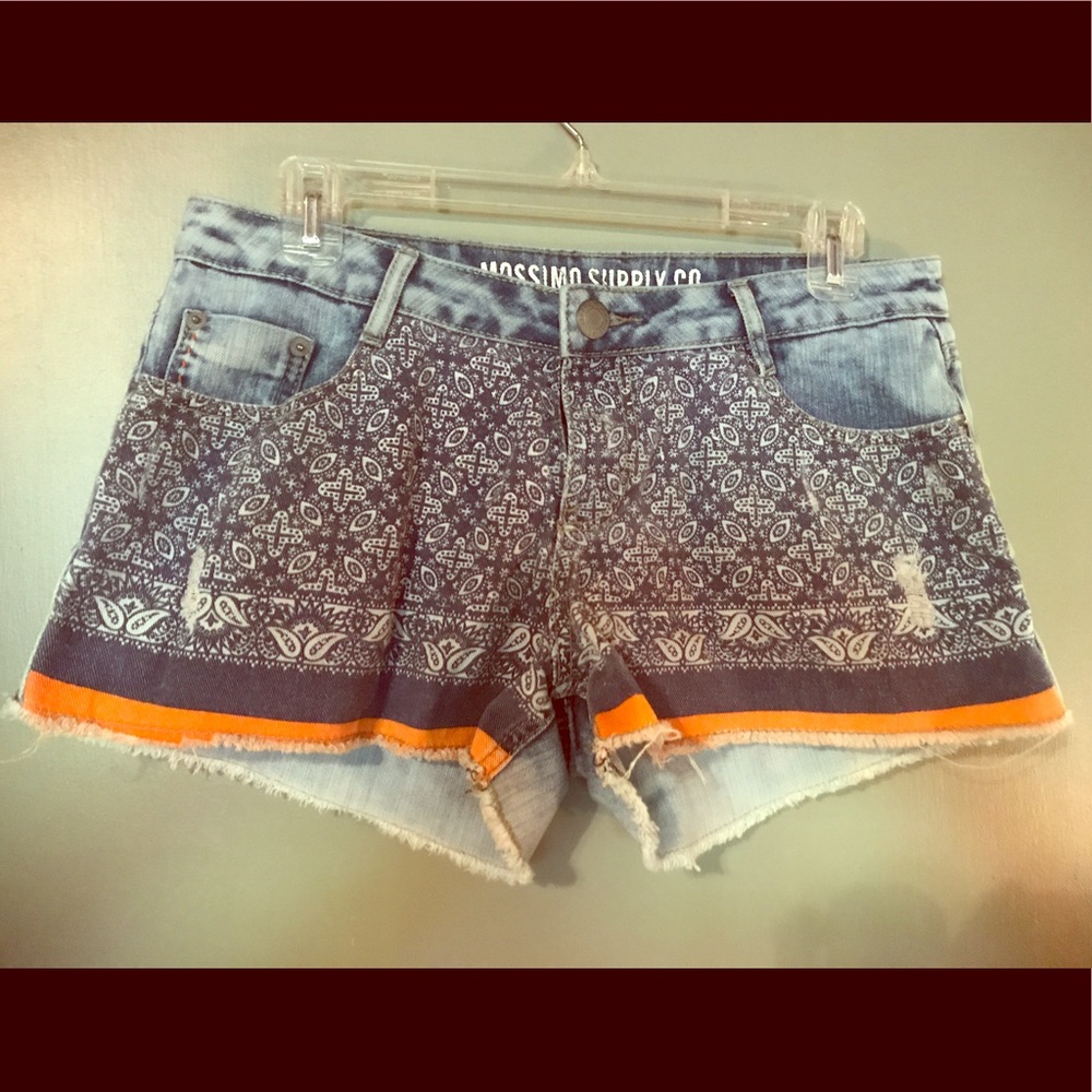 Mossimo Denim Boho Shorts. Sz11, Patterned & Frayd