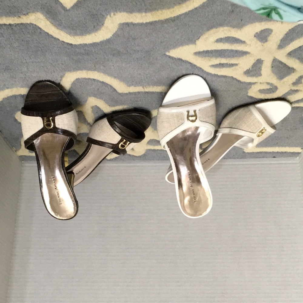 2 pair Eitenne Aigner slip on heels
