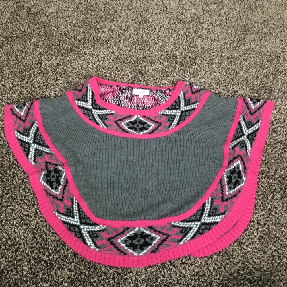 pink and grey poncho blouse thing