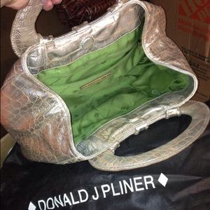 Platinum leather Donald J Pliner bag