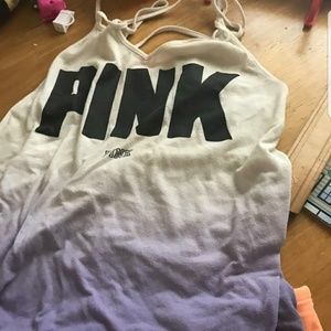Vs pink ombre` strappy back tank top