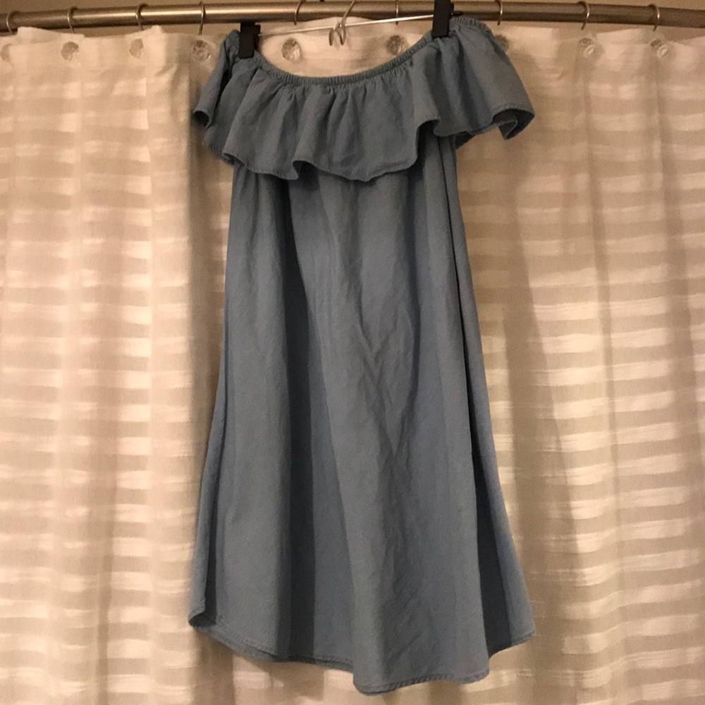 Express Chambray off the shoulder dress
