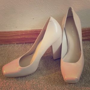 Nude platform square toe pumps. Women's size 8.