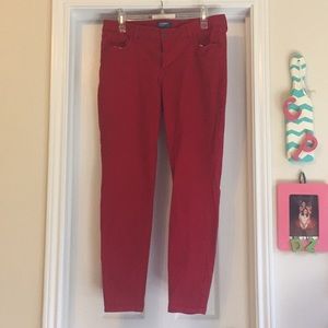 Bright Red Old Navy Rockstar Mid Rise Jeans