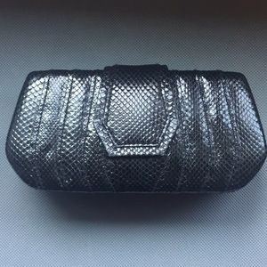 Black snakeskin clutch