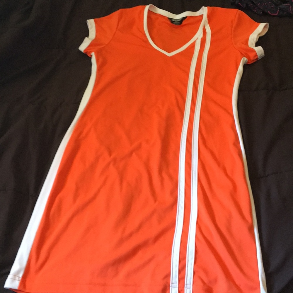 Women's small orange and white strip dress