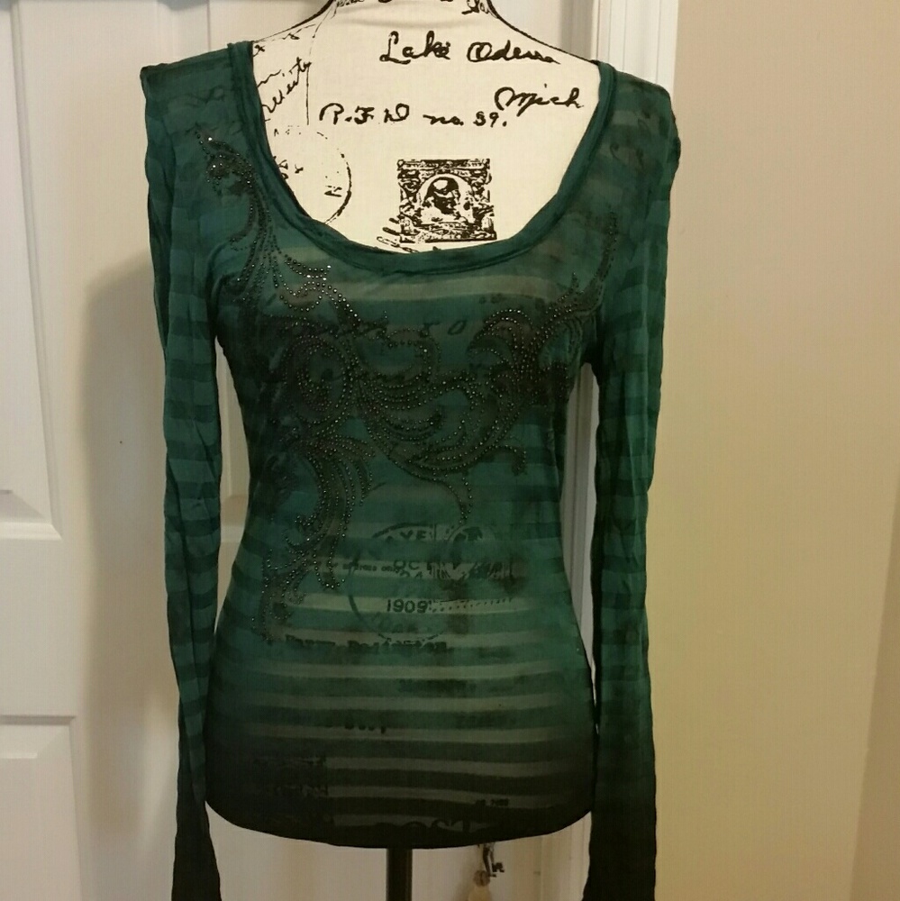 MISS ME Silk/Modal Sheer Long-sleeved Tee - M