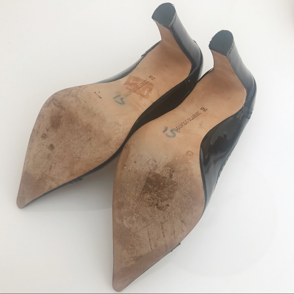 MANOLO BLAHNIK Black Patent Leather Heels - Picture 7 of 8