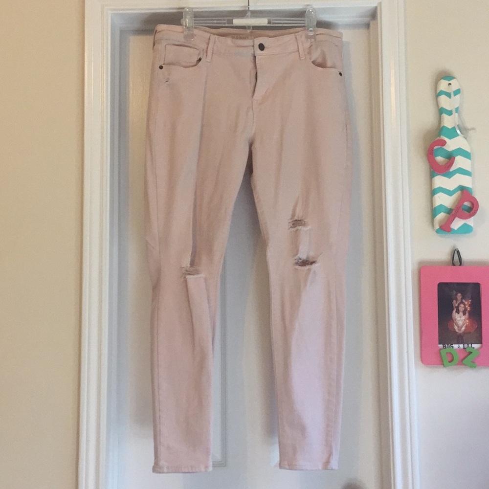 Peach Distressed Old Navy Rockstar Jeans
