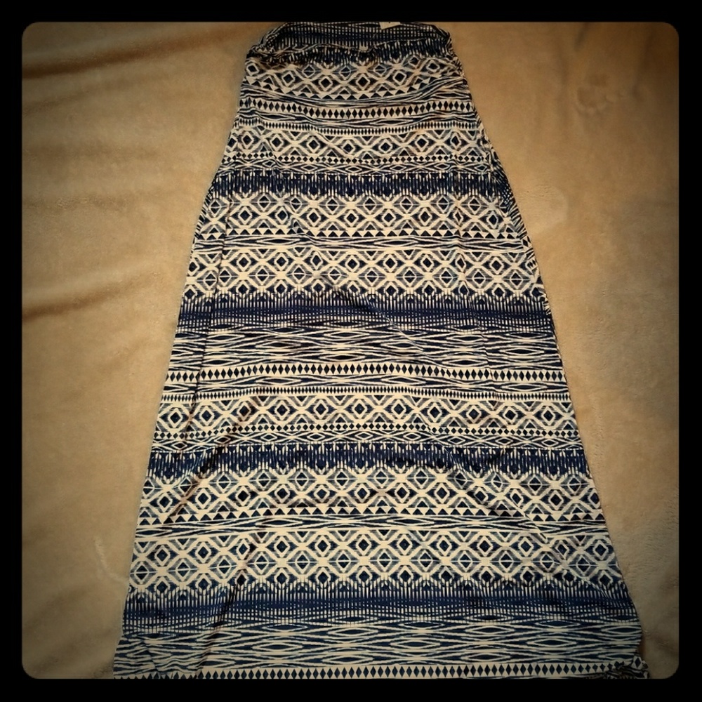 Navy Blue & White Maxi Skirt