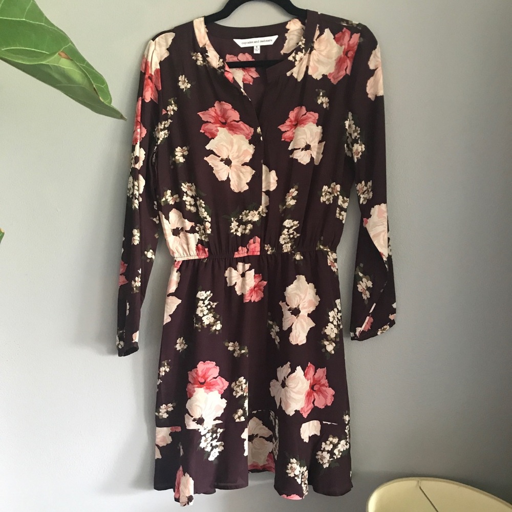 Floral fall burgundy dress