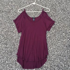 Purple shoulder less shirt