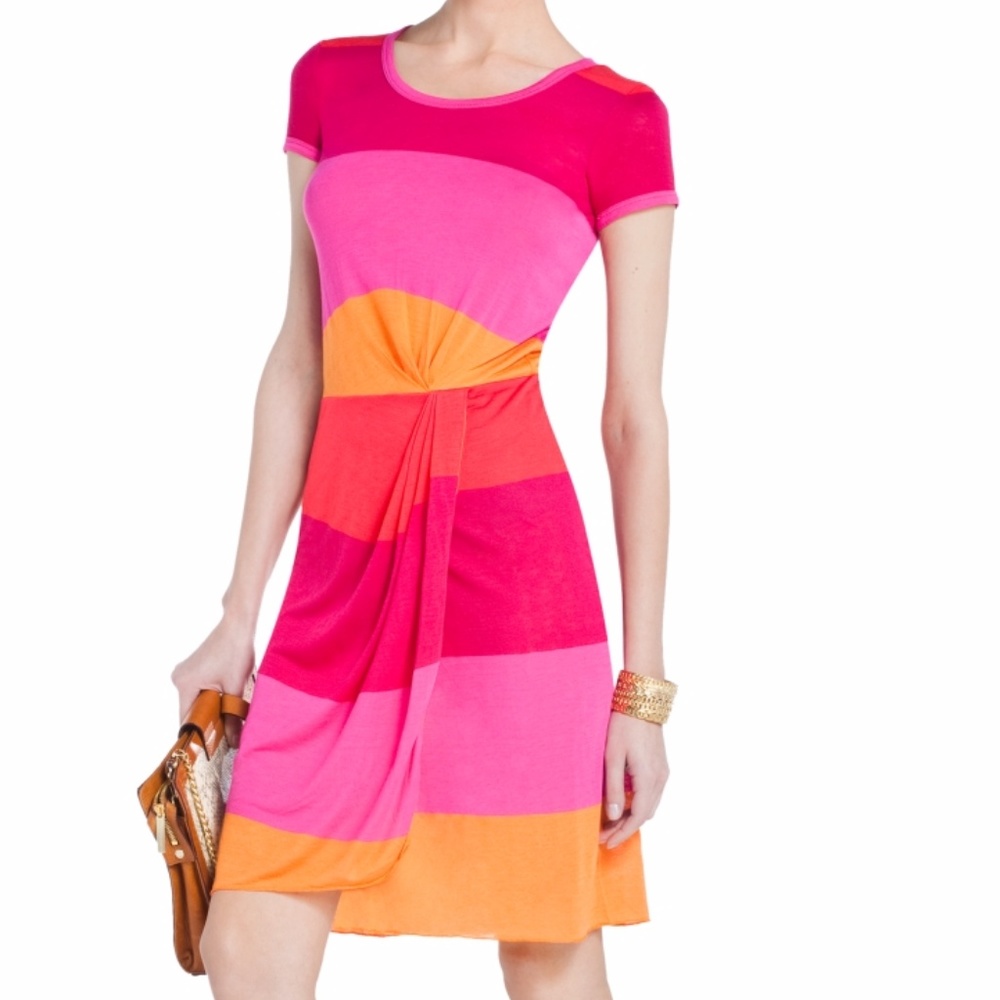 BCBGMAXAZRIA Multi Color Blocking Noah Shirt Dress
