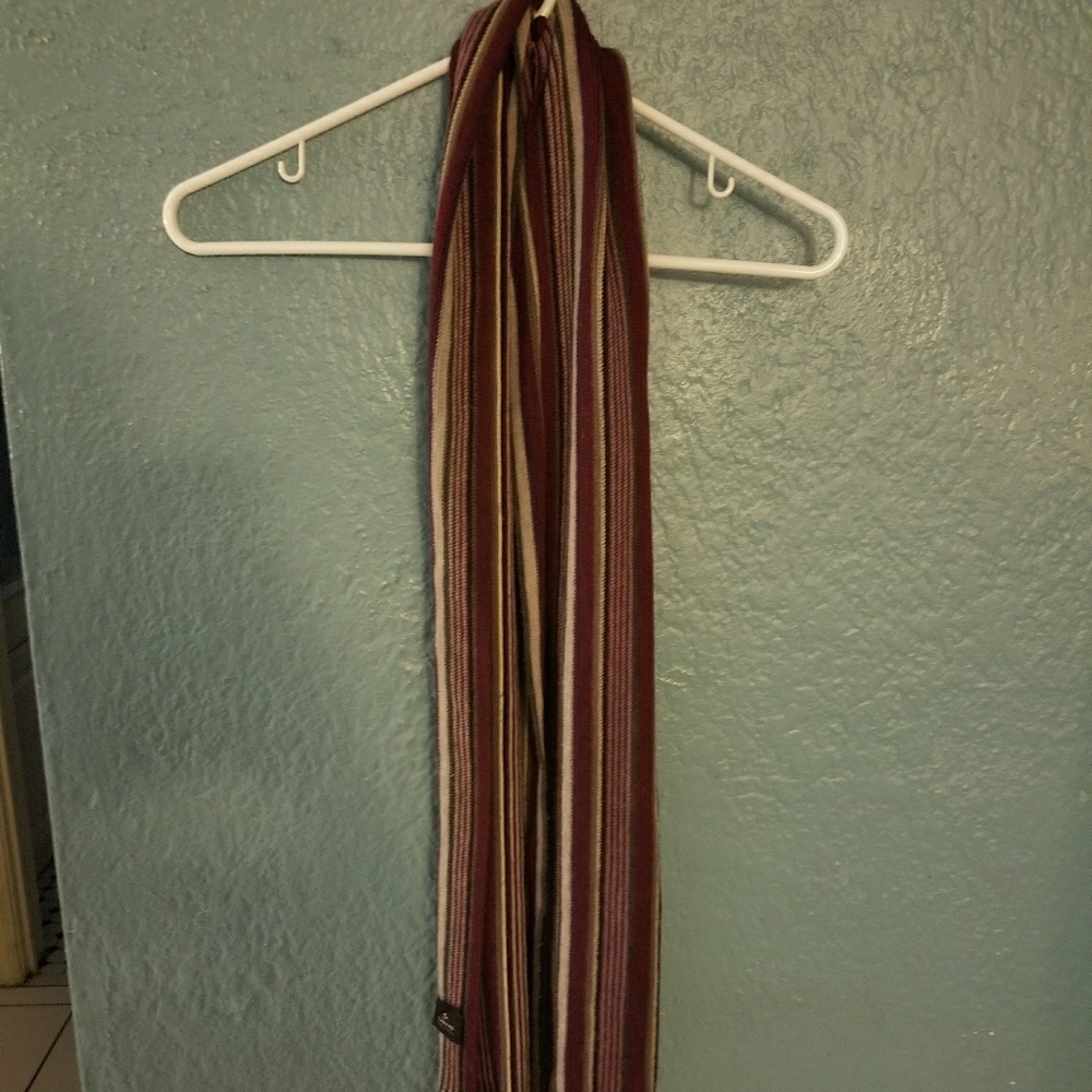 Burgundy, striped knit scarf