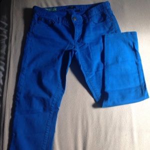 J. Crew Toothpick jeans in cobalt blue.