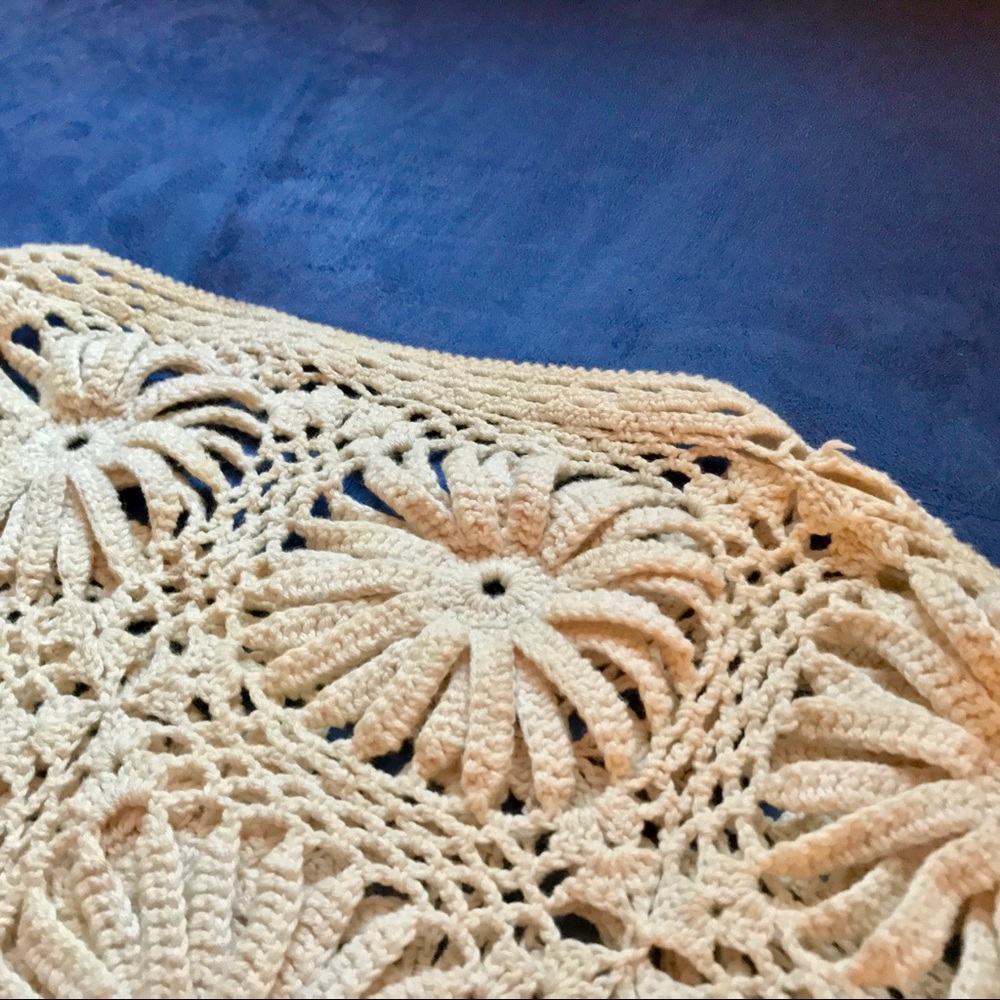 Vintage Ivory Crocheted Sweater Handmade - Picture 3 of 3