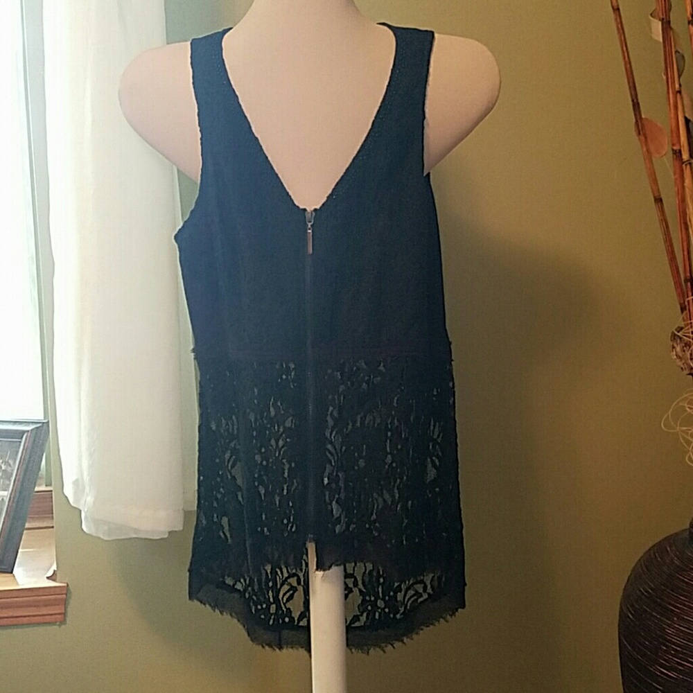 Sheer, black, lace, zip up top
