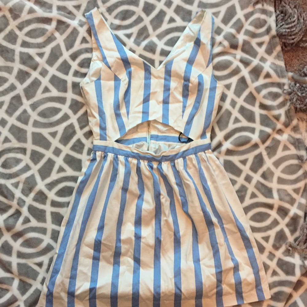 Blue and white striped summer dress