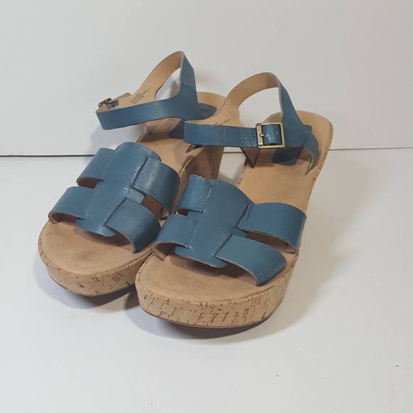 korks teal platform sandal