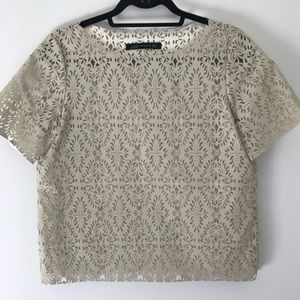Laser cut Zara leather t shirt