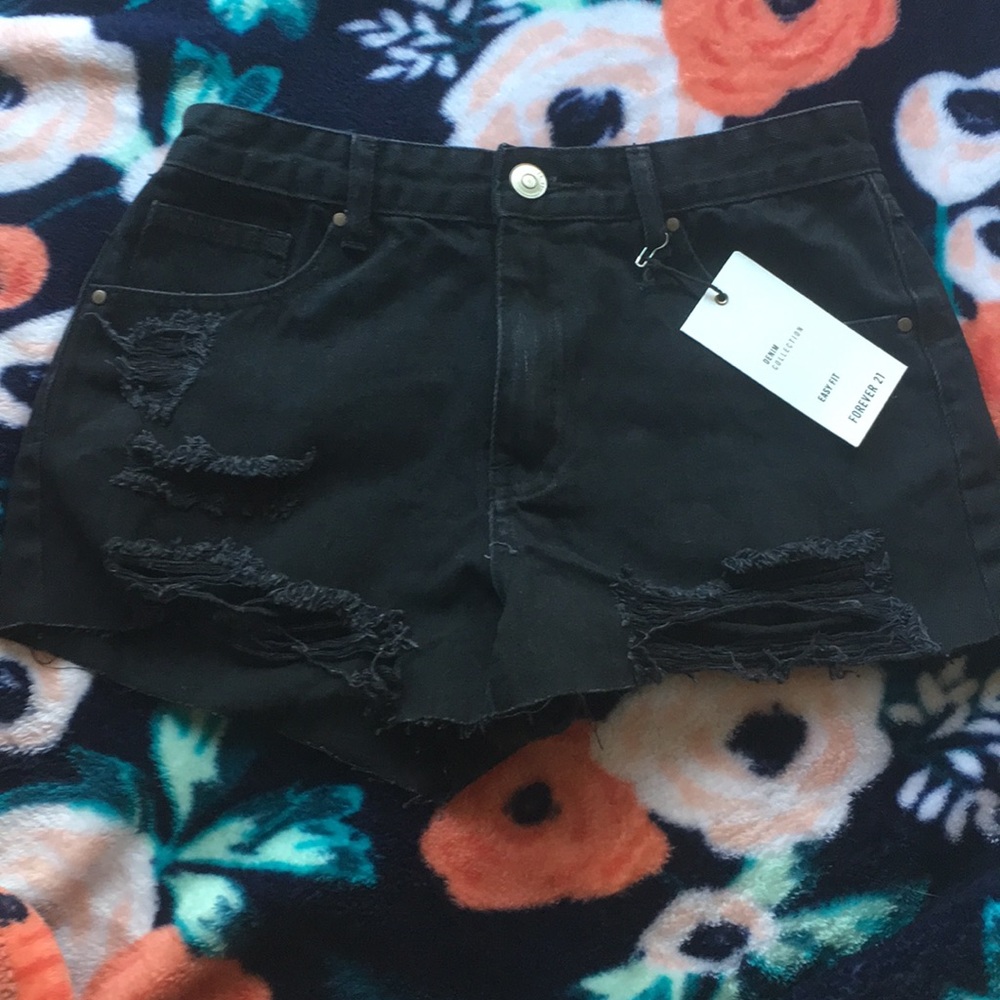Forever 21 black shorts with rips