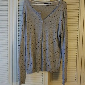 Basic Editions XXL Grey w/ Navy Dot Cardigan