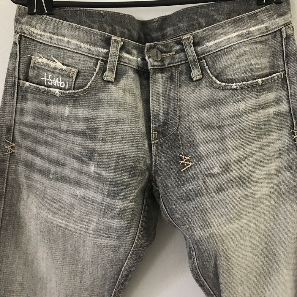 Tsubi gray distressed jeans size 8