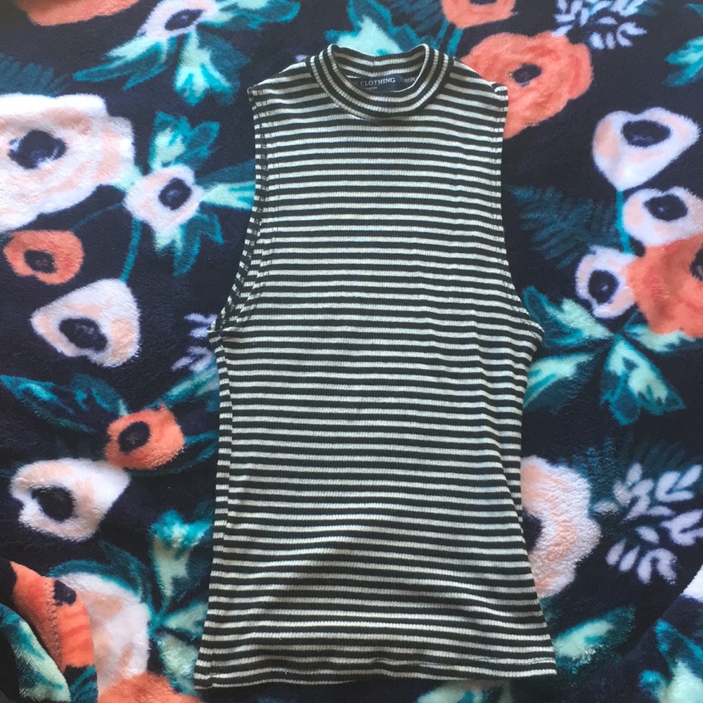 Black and White striped tank