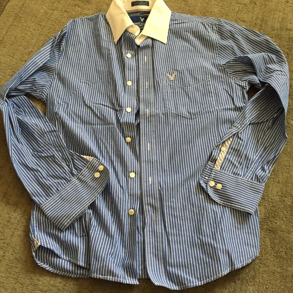 Men's American Eagle Striped Button Down Shirt