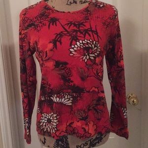 Chico's Med/8 Long Sleeve Print Top