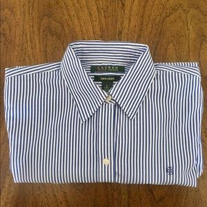 Ralph Lauren Blue and White Striped Button Down