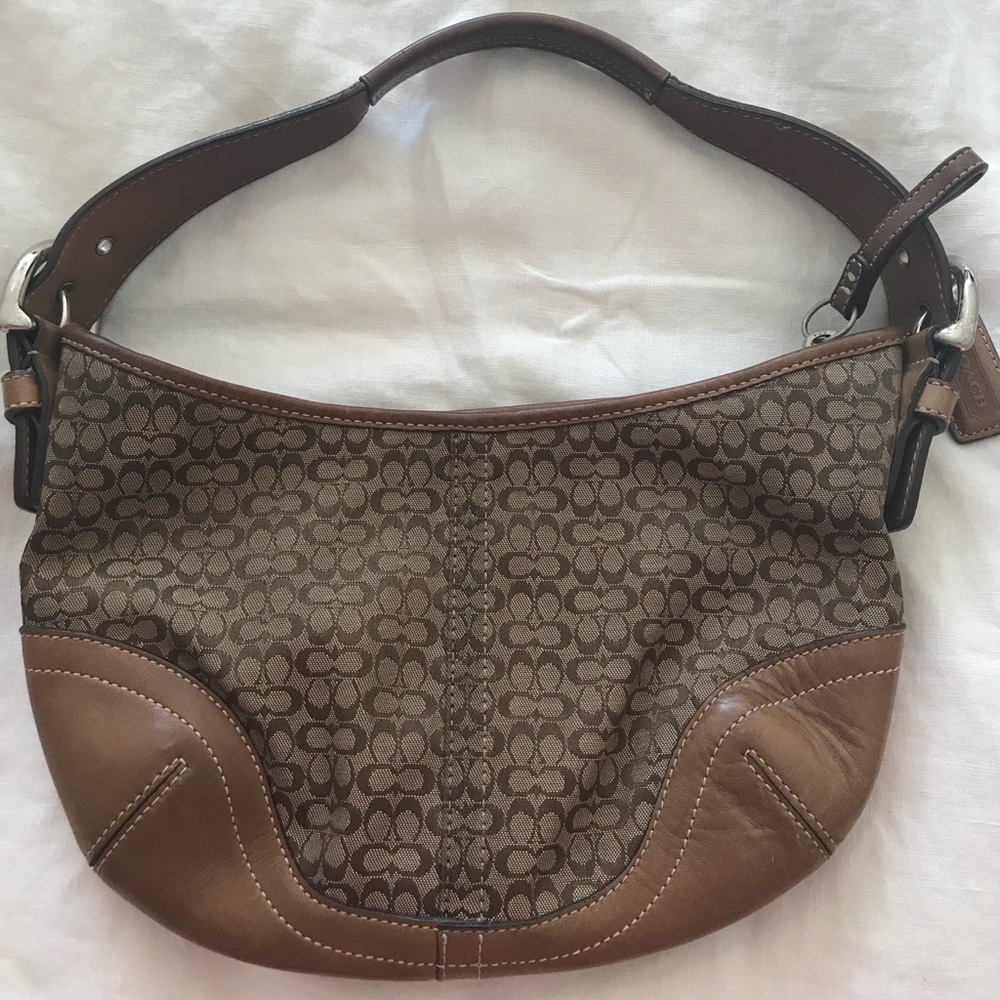 Coach Tan Signature Print Coach Bag