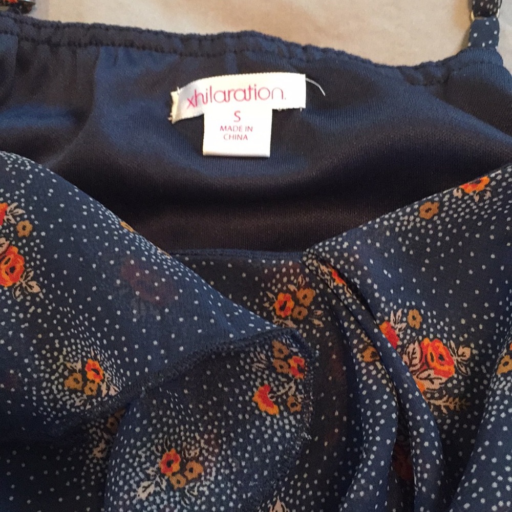 Navy Blue and Orange Floral Tank - Picture 5 of 5