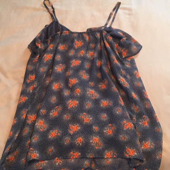 Navy Blue and Orange Floral Tank - Picture 3 of 5
