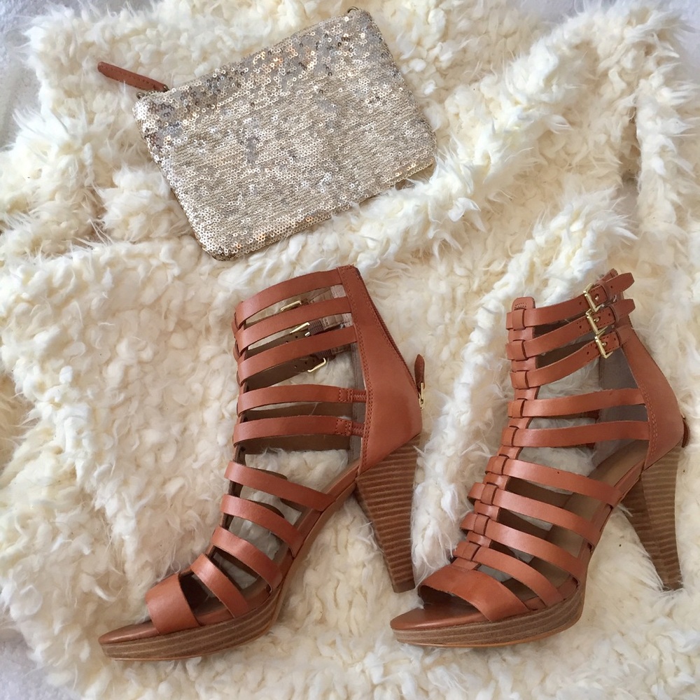 Via Spiga Tan Strappy Heels