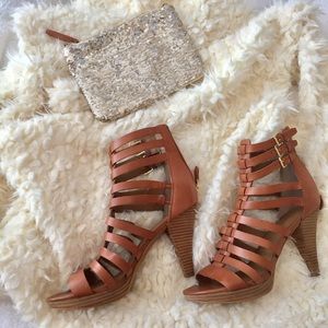 Via Spiga Tan Strappy Heels