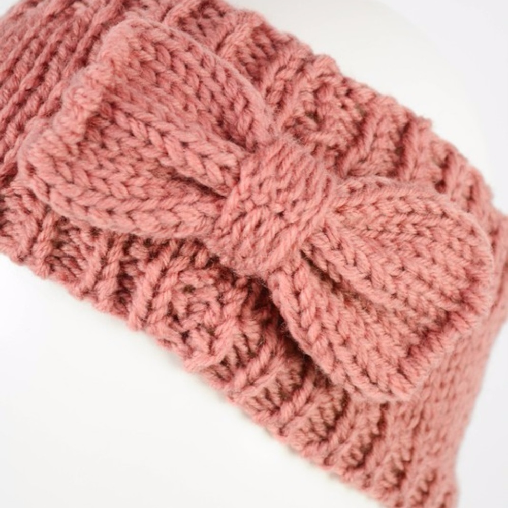 Pink Rose Knit Headband - Picture 2 of 4